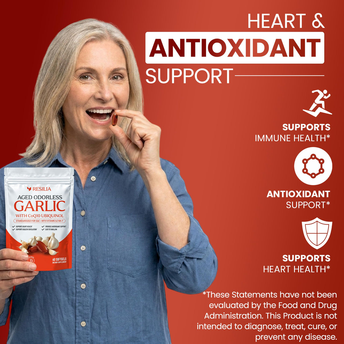 Resilia Odorless Aged Garlic Softgels (60 Count)