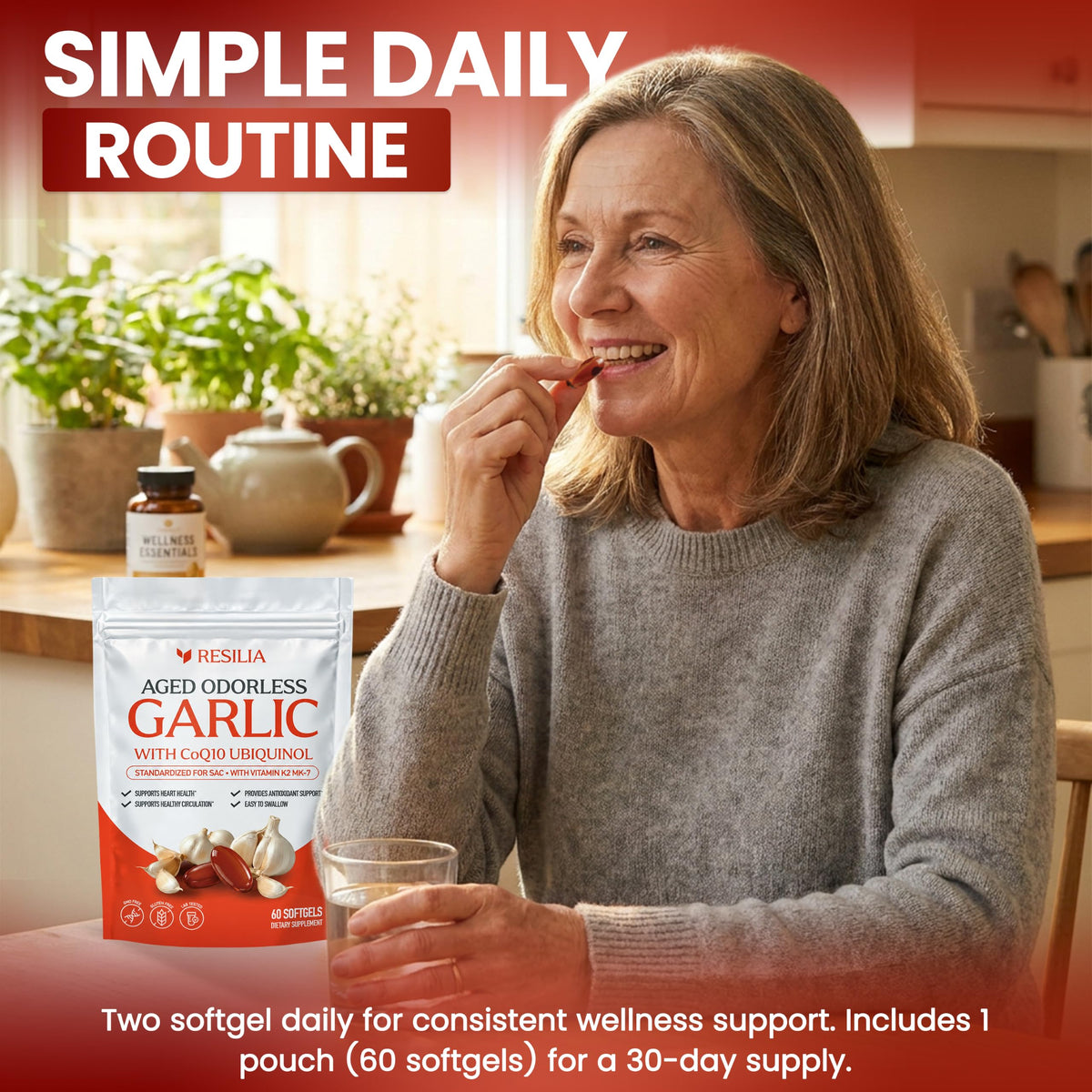 Resilia Odorless Aged Garlic Softgels (60 Count)
